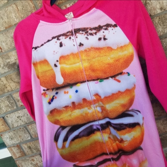 Fleece OnePiece DONUT SLEEPER Pajamas Costume Jumpsuit Pj's (Med 8-10) *READ*  - Picture 6 of 7